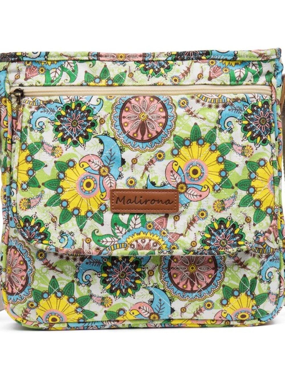 Women 's Durable Floral Crossbody Bag Canvas Messenger Handbag Multi Pocket Trav